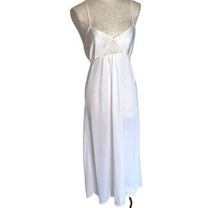 Fantasy Nightwear By Janice Lee Womens Nightgown Size Medium Vintage Nylon White